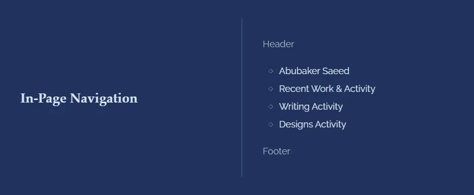 in-page navigation component